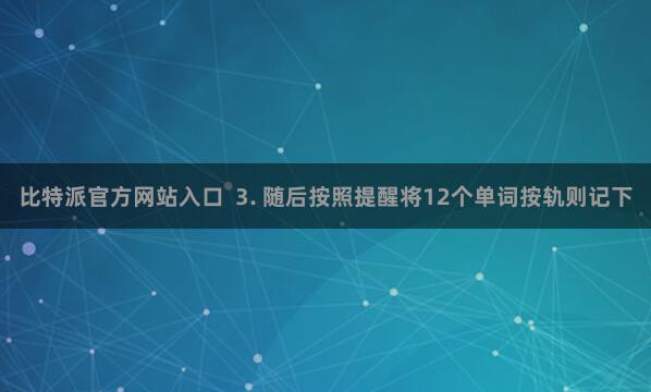 比特派官方网站入口 3. 随后按照提醒将12个单词按轨则记下
